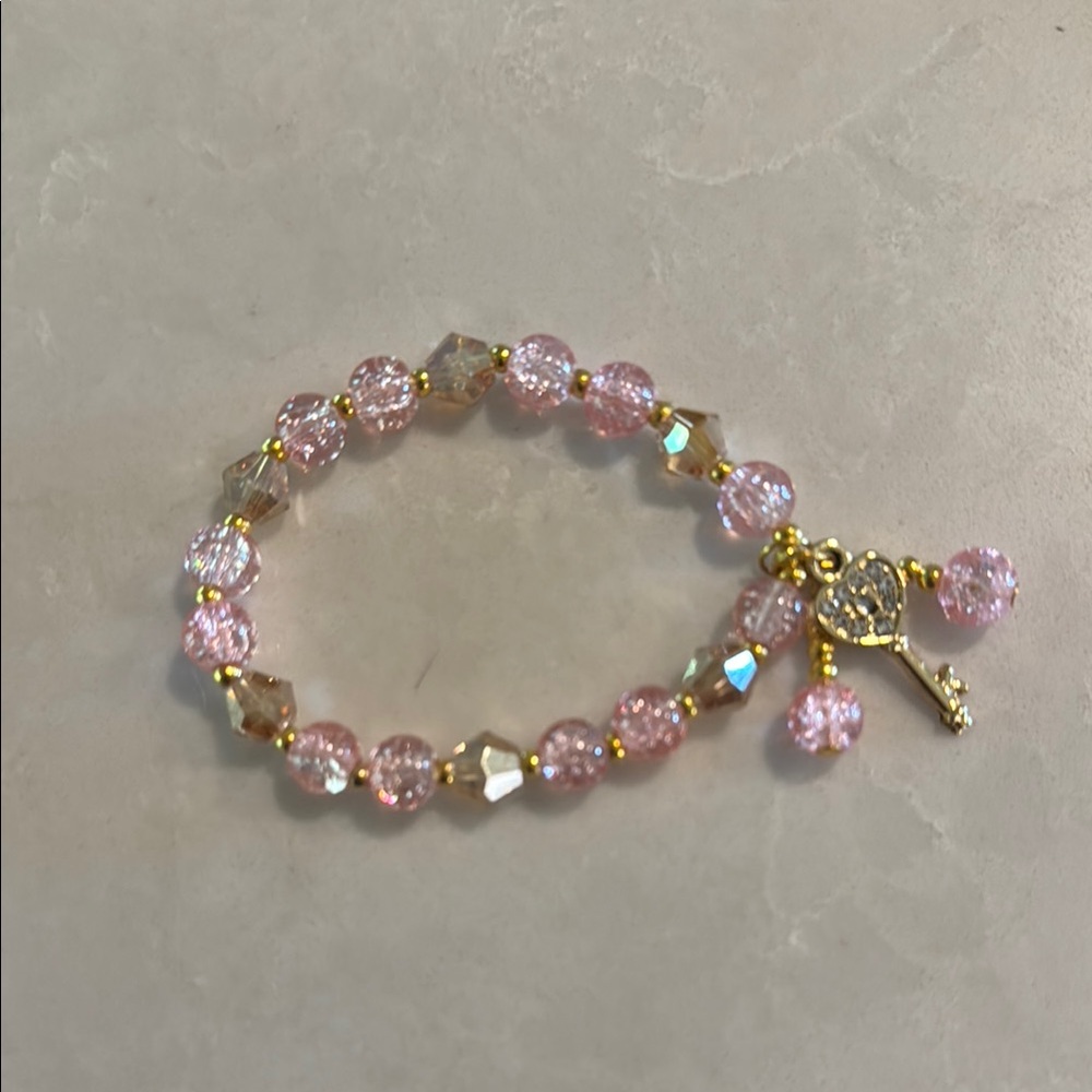 Pink and Gold Beaded Bracelet